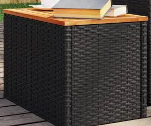 vidaXL Mese laterale de grădină 2 buc. negru 55x34x37cm lemn/poliratan