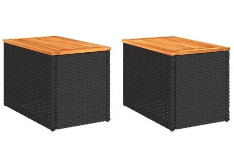 Mese laterale de grădină 2 buc. negru 55x34x37cm lemn/poliratan - 2/5