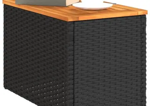 Mese laterale de grădină 2 buc. negru 55x34x37cm lemn/poliratan - 4/5