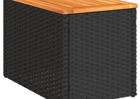 Mese laterale de grădină 2 buc. negru 55x34x37cm lemn/poliratan - 5/5