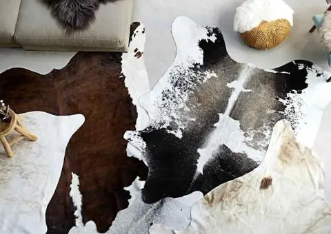 Covor, alb și negru, 180x220 cm, piele naturală de vacă - 1/5