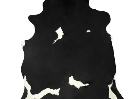 Covor, alb și negru, 180x220 cm, piele naturală de vacă - 5/5