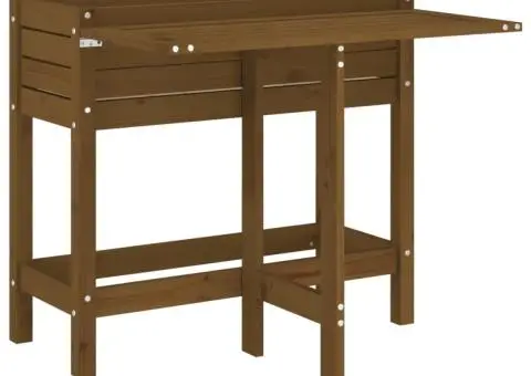 Jardinieră de grădină cu blat pliabil maro miere lemn masiv pin - 2/5