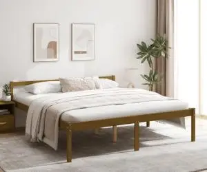 vidaXL Pat pentru seniori, maro miere, 200x200 cm, lemn masiv de pin