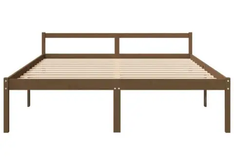 Pat pentru seniori, maro miere, 200x200 cm, lemn masiv de pin - 4/5