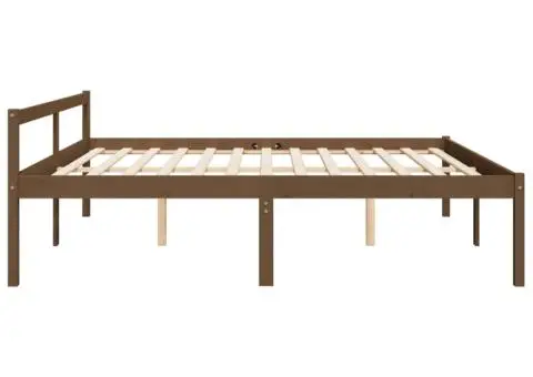 Pat pentru seniori, maro miere, 200x200 cm, lemn masiv de pin - 5/5