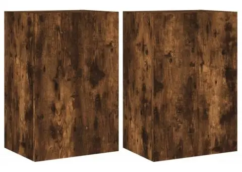 Comodă TV de perete 2 buc., stejar fumuriu, 40,5x30x60 cm, lemn - 2/5