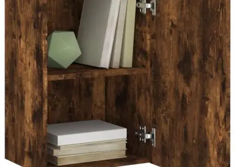 Comodă TV de perete 2 buc., stejar fumuriu, 40,5x30x60 cm, lemn - 4/5