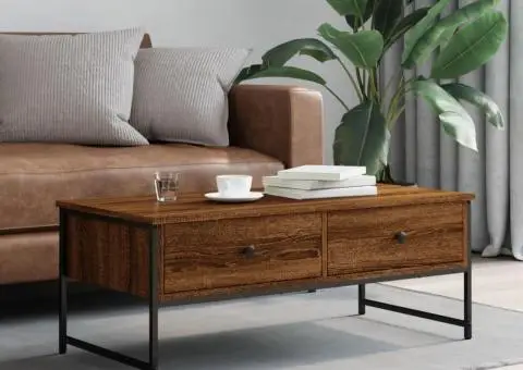 Măsuță de cafea, stejar maro, 101x49x39,5 cm, lemn prelucrat - 3/5