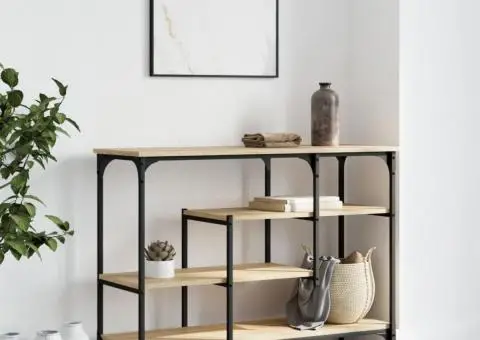 Măsuță consolă cu rafturi, stejar sonoma, 100x35x75 cm - 3/5