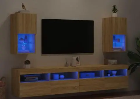 Comode TV cu lumini LED, 2 buc., stejar sonoma, 30,5x30x60 cm - 4/5