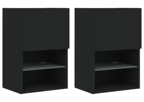 Comode TV cu lumini LED, 2 buc., negru, 40,5x30x60 cm - 2/5