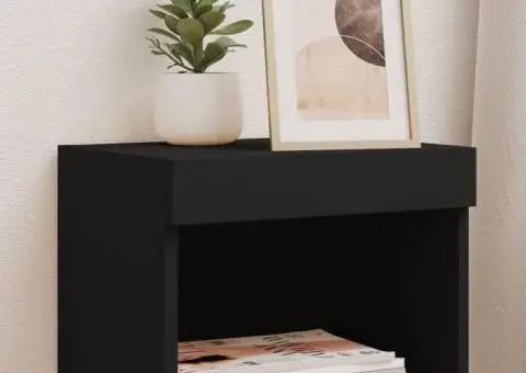 Noptiere cu lumini LED montate pe perete, 2 buc., negru - 1/5