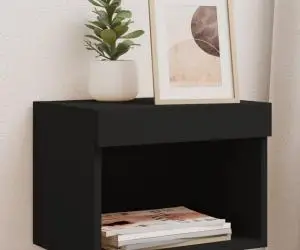 vidaXL Noptiere cu lumini LED montate pe perete, 2 buc., negru