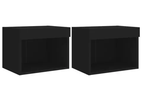 Noptiere cu lumini LED montate pe perete, 2 buc., negru - 2/5