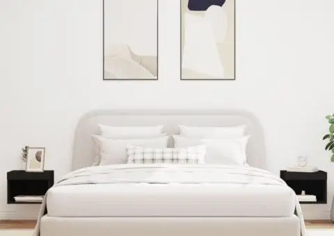 Noptiere cu lumini LED montate pe perete, 2 buc., negru - 3/5