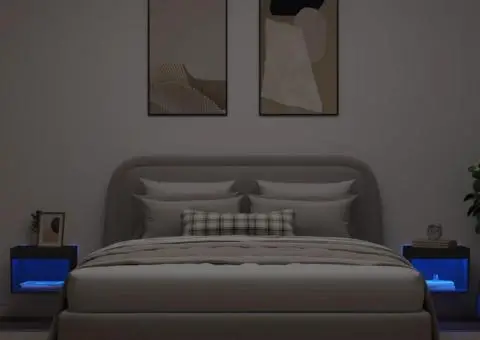 Noptiere cu lumini LED montate pe perete, 2 buc., negru - 4/5