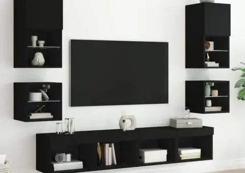 Noptiere cu lumini LED montate pe perete, 2 buc., negru - 5/5