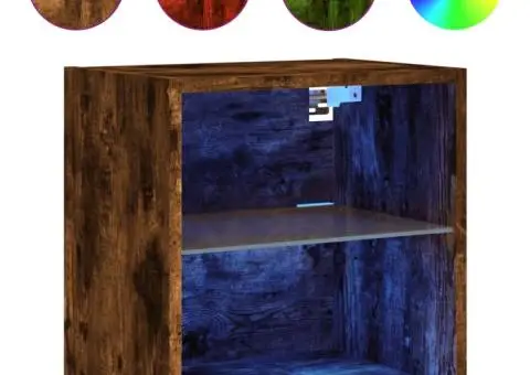 Noptiere cu lumini LED, stejar fumuriu - 2/5