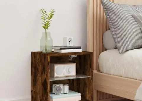 Noptiere cu lumini LED, stejar fumuriu - 4/5