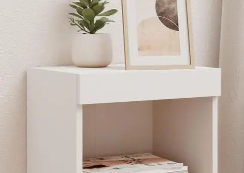 Noptiere cu lumini LED montate pe perete, 2 buc., alb - 1/5