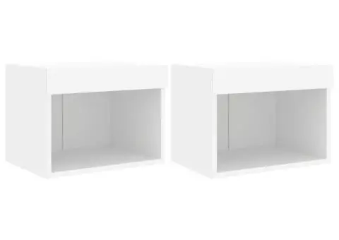 Noptiere cu lumini LED montate pe perete, 2 buc., alb - 2/5