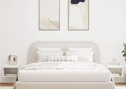 Noptiere cu lumini LED montate pe perete, 2 buc., alb - 3/5