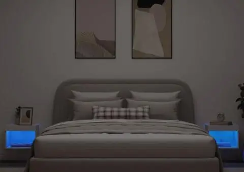 Noptiere cu lumini LED montate pe perete, 2 buc., alb - 4/5