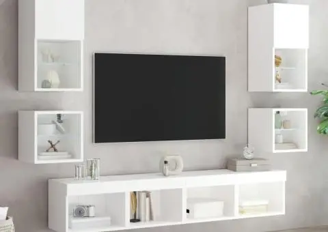 Noptiere cu lumini LED montate pe perete, 2 buc., alb - 5/5