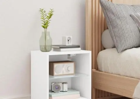 Noptieră cu lumini LED montată pe perete, alb - 4/5