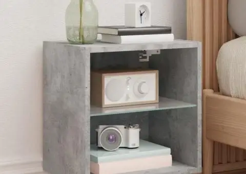 Noptieră cu lumini LED montată pe perete, gri beton - 1/5