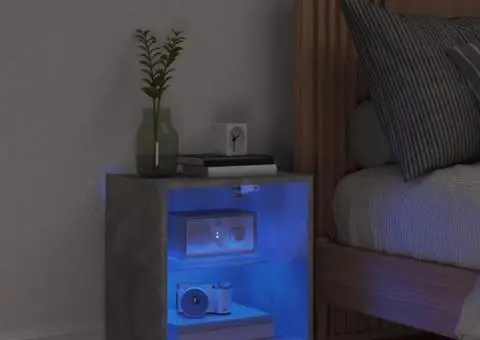 Noptieră cu lumini LED montată pe perete, gri beton - 3/5