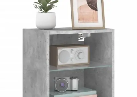 Noptieră cu lumini LED montată pe perete, gri beton - 5/5