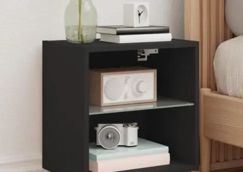 Noptieră cu lumini LED montată pe perete, negru - 1/5