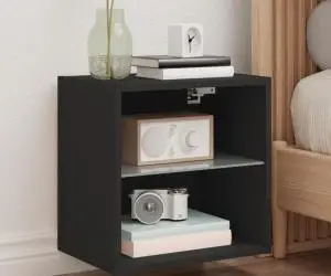 vidaXL Noptieră cu lumini LED montată pe perete, negru