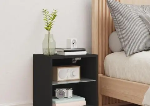 Noptieră cu lumini LED montată pe perete, negru - 4/5