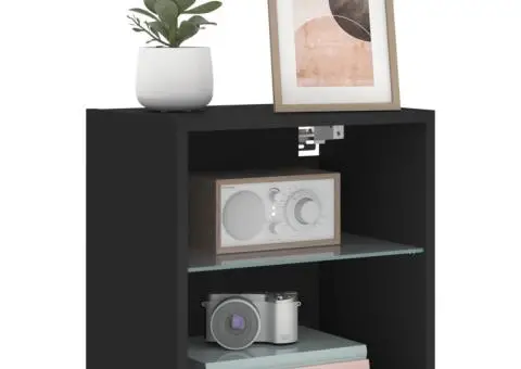 Noptieră cu lumini LED montată pe perete, negru - 5/5