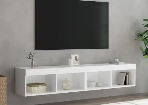 Comode TV cu lumini LED, 2 buc., alb, 60x30x30 cm - 1/5