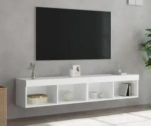vidaXL Comode TV cu lumini LED, 2 buc., alb, 60x30x30 cm