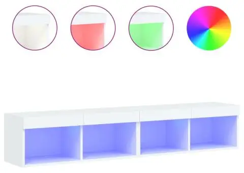 Comode TV cu lumini LED, 2 buc., alb, 60x30x30 cm - 2/5