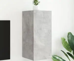 vidaXL Comodă TV de perete cu lumini LED, gri beton, 30,5x35x70 cm