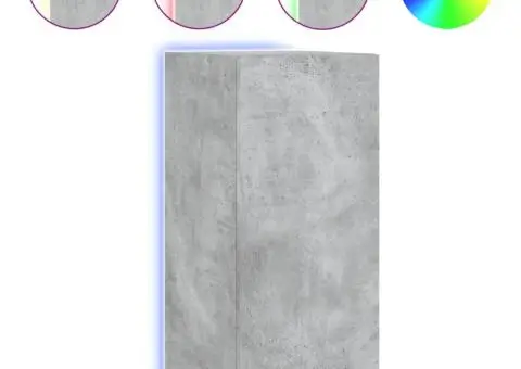 Comodă TV de perete cu lumini LED, gri beton, 30,5x35x70 cm - 2/5