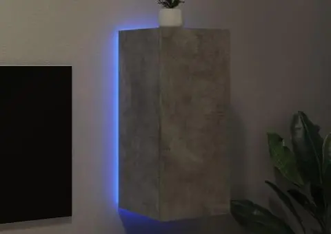 Comodă TV de perete cu lumini LED, gri beton, 30,5x35x70 cm - 4/5