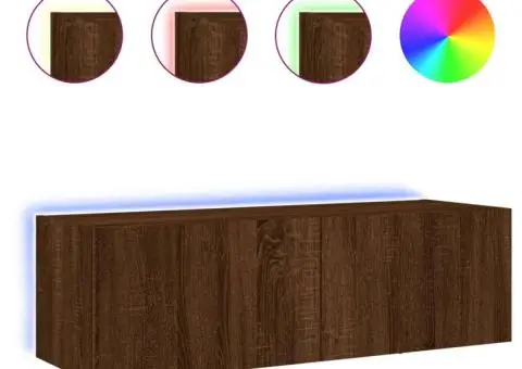 Comodă TV de perete cu lumini LED, stejar maro, 100x35x31 cm - 2/5