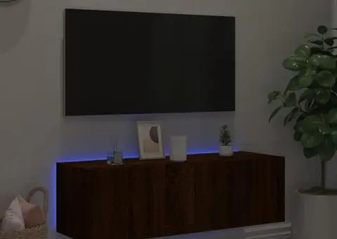 Comodă TV de perete cu lumini LED, stejar maro, 100x35x31 cm - 5/5
