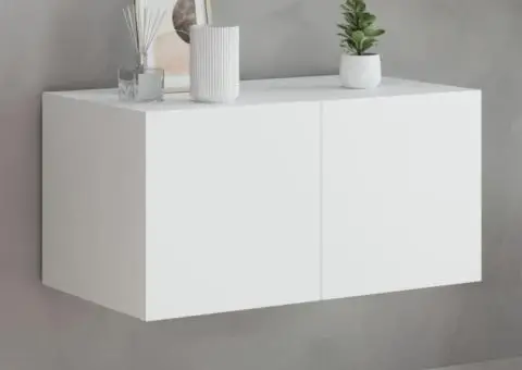 Comodă TV de perete cu lumini LED, alb, 60x35x31 cm - 1/5