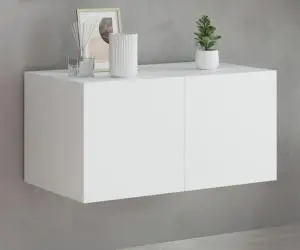 vidaXL Comodă TV de perete cu lumini LED, alb, 60x35x31 cm