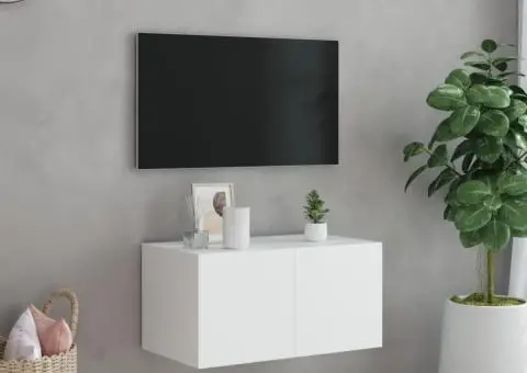 Comodă TV de perete cu lumini LED, alb, 60x35x31 cm - 4/5