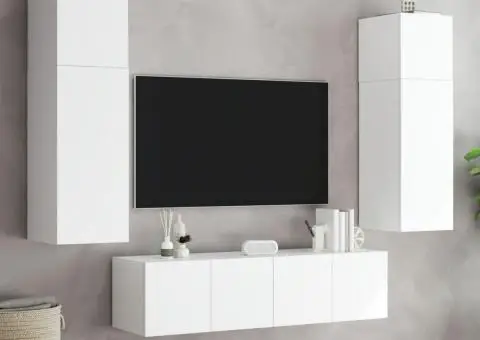 Comodă TV de perete cu lumini LED, alb, 60x35x31 cm - 5/5