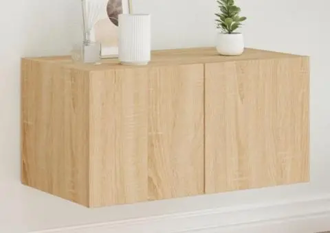 Comodă TV de perete cu lumini LED, stejar sonoma, 60x35x31 cm - 1/5